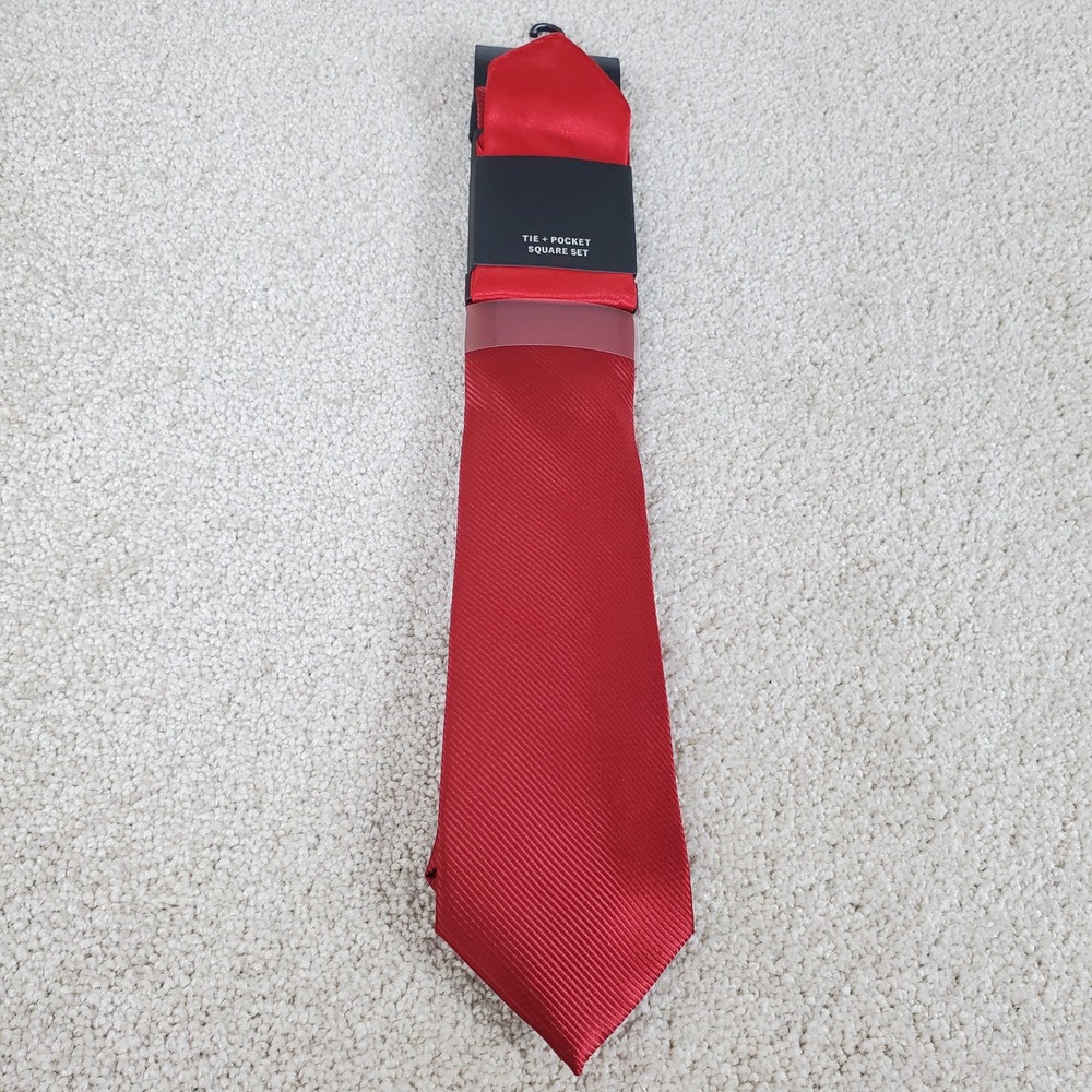 Apt. 9 Tie & Pocket Square Set Men's Red Tonal Solid Stripe
